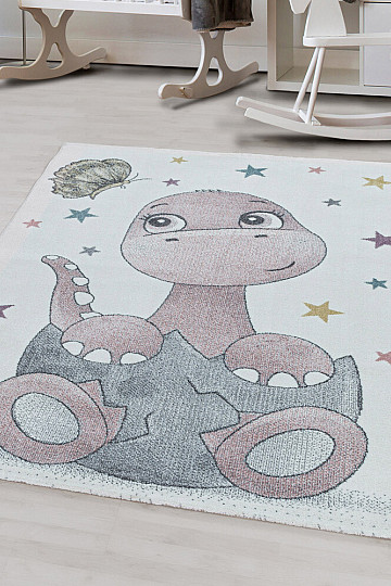 Luksuzna otroška delna preproga FUNNY DINOSAURS PINK