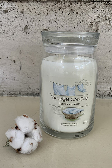 sveča YANKEE CANDLE dišava CLEAN COTTON GLASS LARGE 2 WICKS