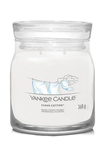 sveča YANKEE CANDLE vonj CLEAN COTTON GLASS MEDIUM 2 WICKS