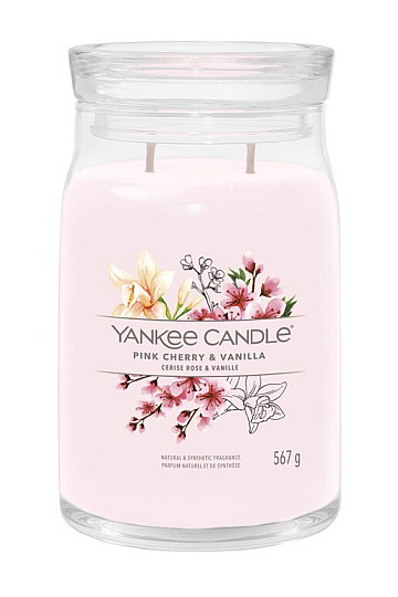 sveča YANKEE CANDLE dišava ROZA ČEŠNJA &amp; VANILIJA VELIK KOZAREC 2 stenja