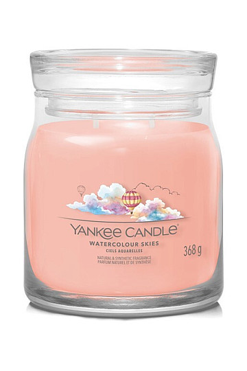 sveča YANKEE CANDLE vonj AKVARELA SKIES GLASS MEDIUM 2 stenja