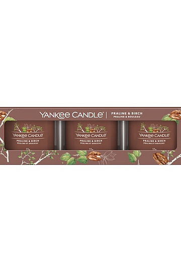 sveča YANKEE CANDLE dišava PRALINE &amp; BREZA SET 3 kos