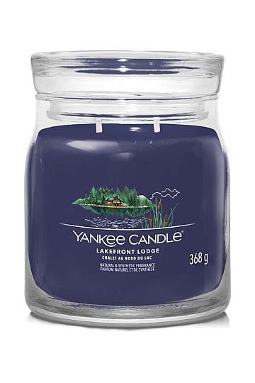 sveča YANKEE CANDLE dišava LAKEFRONT LODGE GLASS MEDIUM 2 stenja