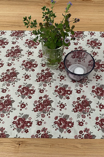Namizni prt in šal TOSCANA VALERY FLOWER BORDO