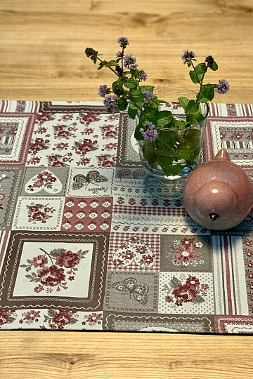 Namizni prt in šal TOSCANA VALERY PATCHWORK bordo