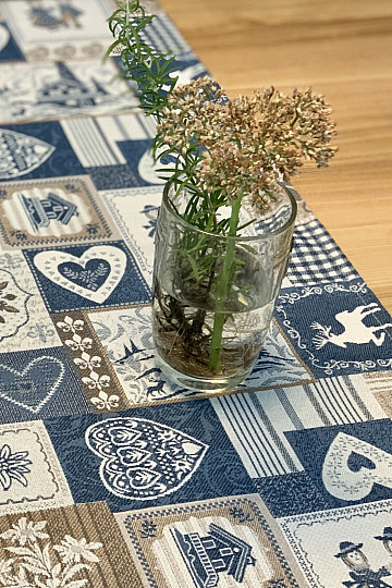 Tapiserija prt, šal PATCHWORK SRDCE modra