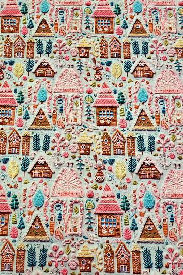 GINGERBREAD COTTAGE bombažno blago