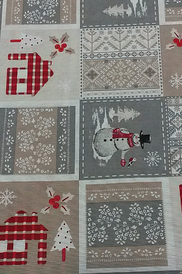 Dekorativna tkanina Božič SANTA siva
