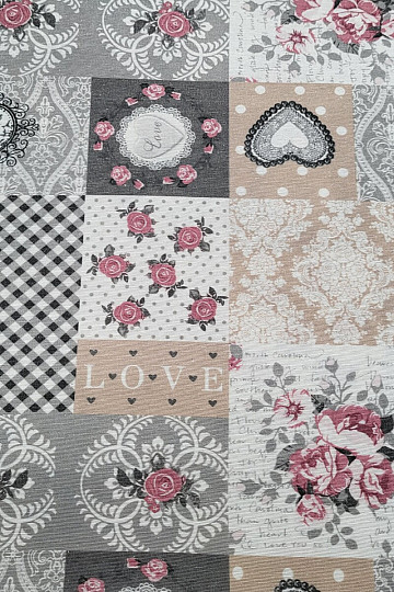 Dekorativna tkanina LIA siva patchwork