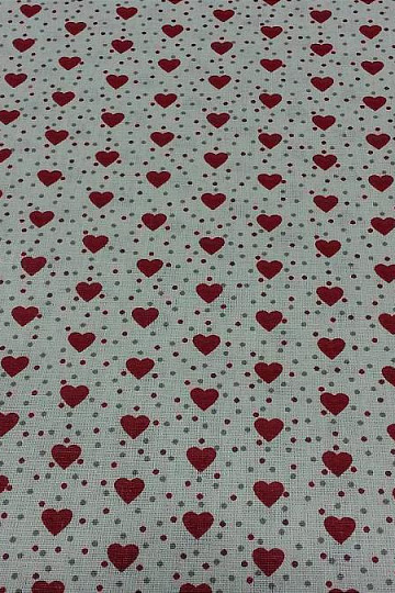 Bombažna tkanina MINI HEART 01 krem, rdeče srce