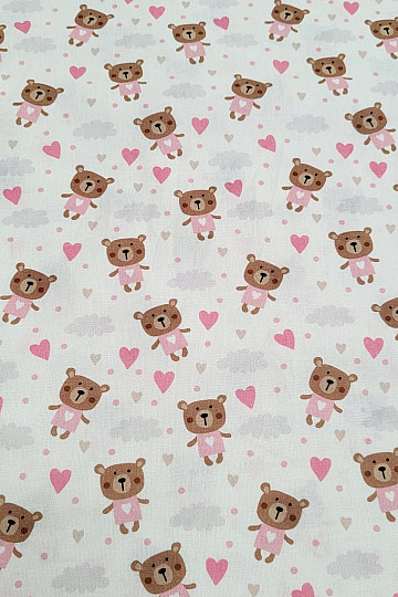 Bombažna tkanina LOVE BEAR roza