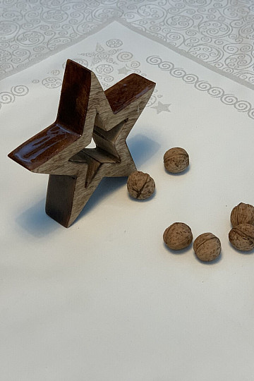 Božični prt ORNAMENT srebrn natur