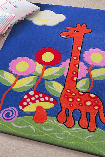 Otroška preproga KIDS GIRAFFE modra