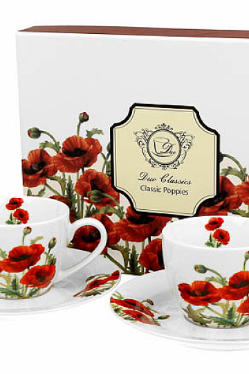 Set skodelic in krožničkov Classic Poppys 90 ml