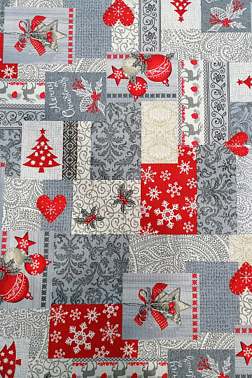 Dekorativna tkanina PATCHWORK božično siva