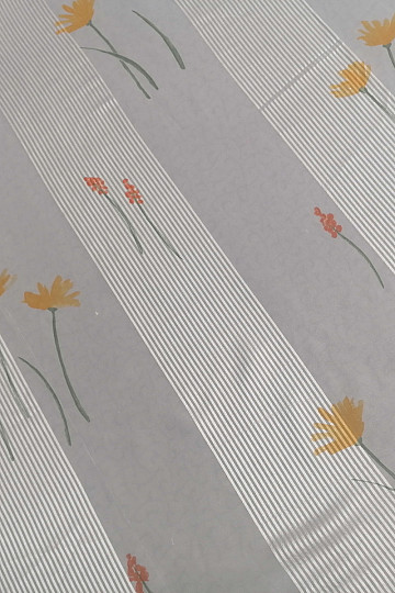 Voile zavesa bele črte z rožami 829291/05