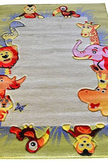 Otroška preproga KIDS SAFARI zeleno-krem