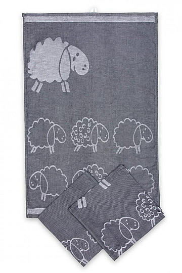 Kuhinjske krpe SHEEP temno sive 3 kom