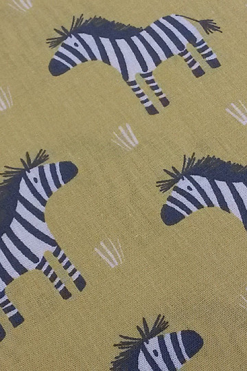 Rumeno-zelena bombažna tkanina ZEBRA