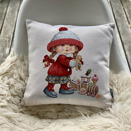 Ovitek za božični gobelin DEKLICA Z IGRAČO