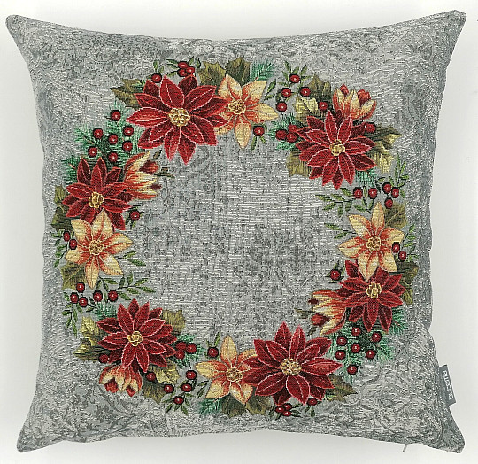 Božični ovitek za gobelin CHRISTMAS ROSE-GREY HOLY WREATH