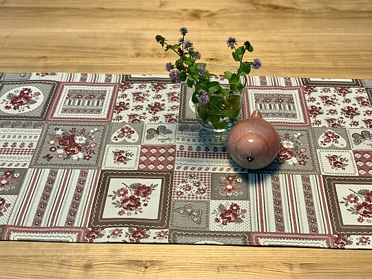 Namizni prt in šal TOSCANA VALERY PATCHWORK bordo