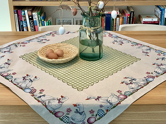 Tapiserija prt in šal HUSIČKA ZELENÉ KÁRO