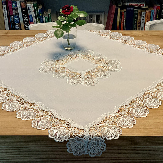 Prt WHITE ROSE LACE
