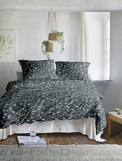 IRISETTE luksuzni bombažni saten WAVE 8565-20 BRANCHES siva