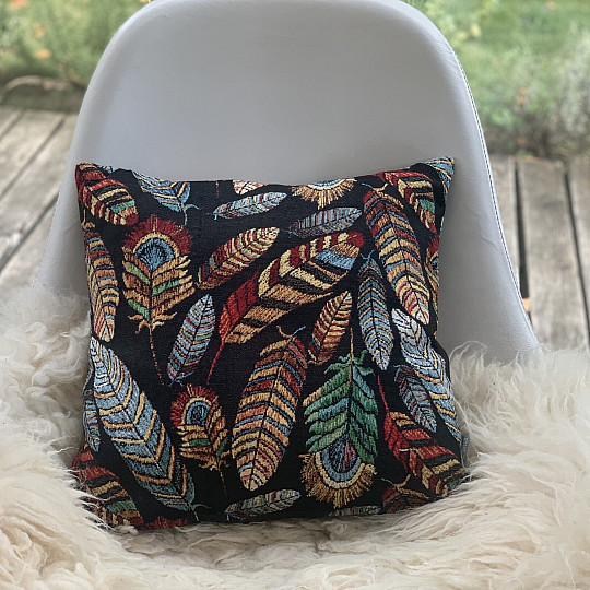 Goblen prevleka za blazino FEATHER BLACK