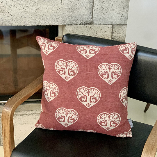 Luksuzni dekorativni pregrinjalo SRCE Z JELENI rdeča A