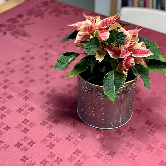 Prt DAMASK rože bordo 120x140