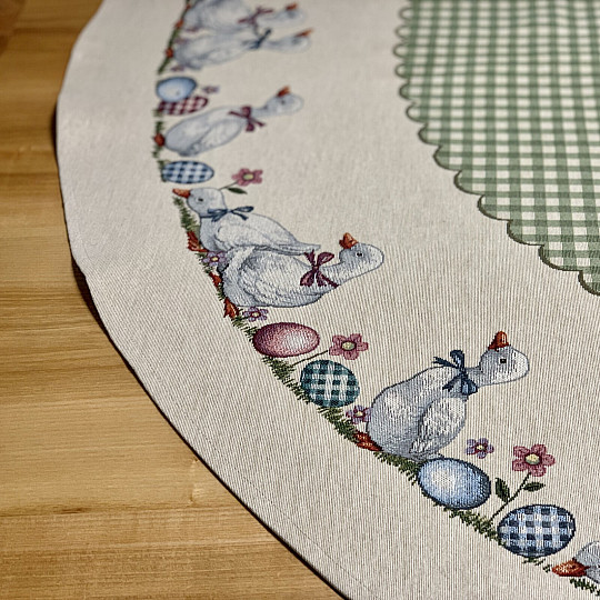 Okrogel tapiserijski prt HUSSIČKY ZELENO KARIRANO