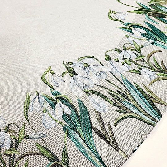 Okrogel tapiserijski prt SNOWFLAKES