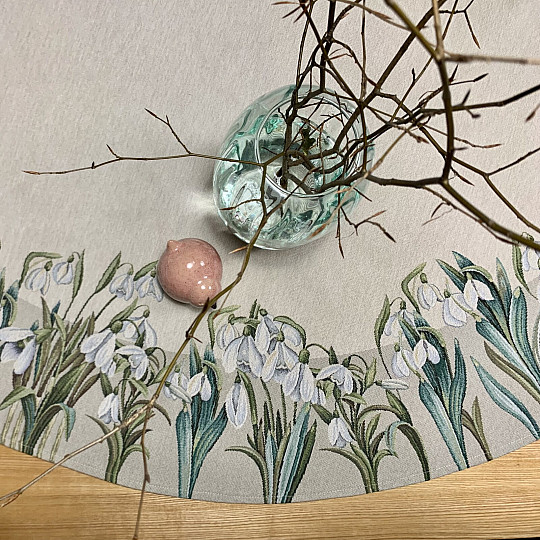 Okrogel tapiserijski prt SNOWFLAKES