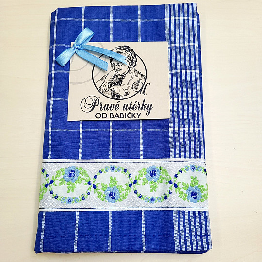 BABIČINA MODRA BRISAČA S CVETJEM