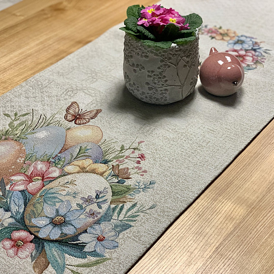 Velikonočni prt in šal JAJCA V TRAVI