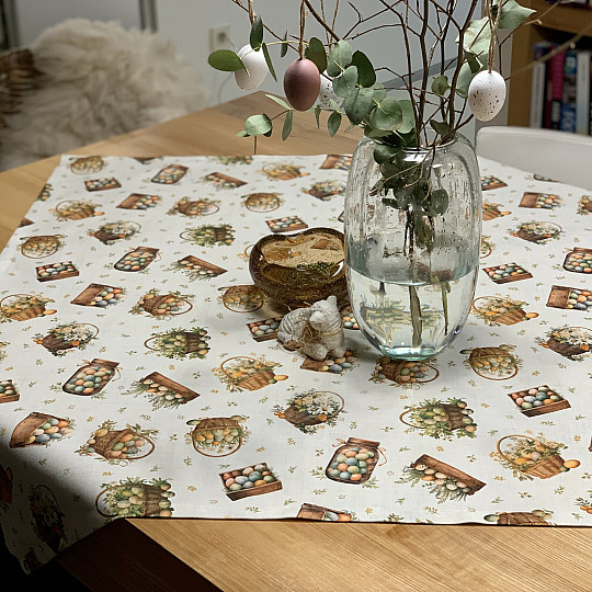 Velikonočni prt in šal PISANA JAJCA