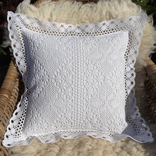 Dekorativna prevleka za vzglavnik LACE bela