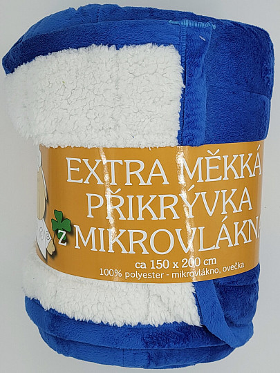 odeja iz mikrovlaken EXTRA SOFT SHEEP stitch blue