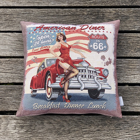 Prevleka za blazino iz tapiserije AMERICAN DINER ROUTE 66