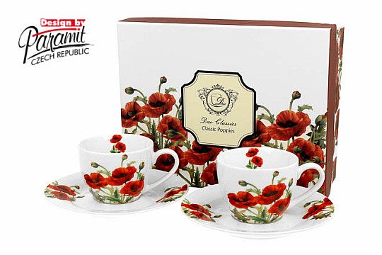Set skodelic in krožničkov Classic Poppys 90 ml