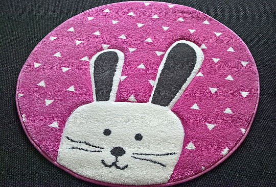 Otroška okrogla preproga PASTEL Bunny roza