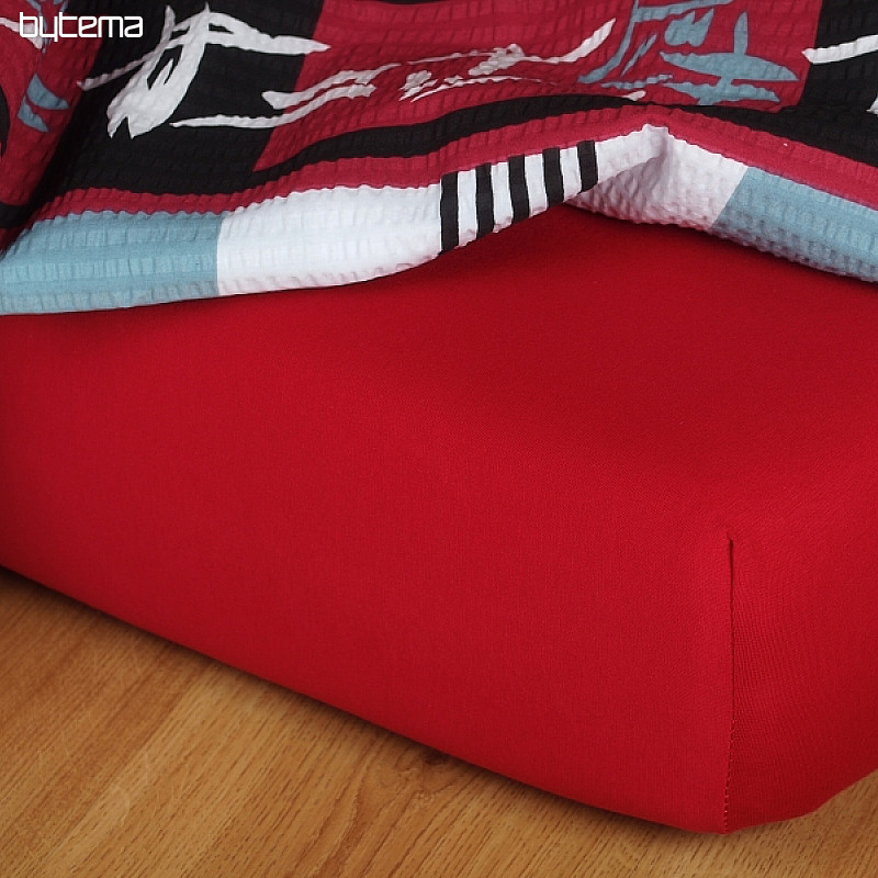 Posteljnina iz jerseyja v bordo barvi
