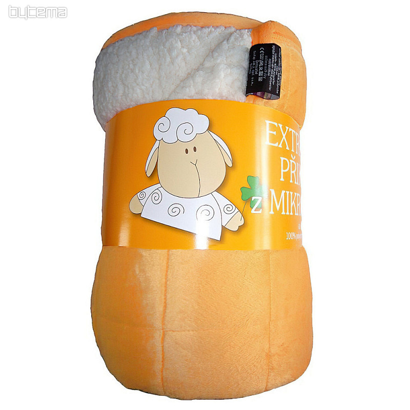 odeja iz mikrovlaken EXTRA SOFT SHEEP stitch oranžna svetloba