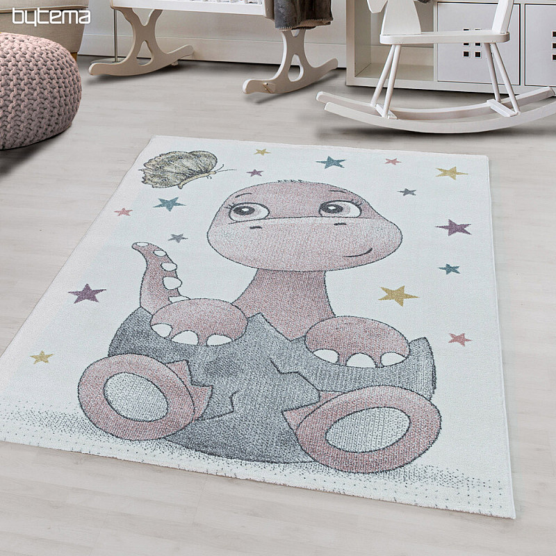 Luksuzna otroška delna preproga FUNNY DINOSAURS PINK