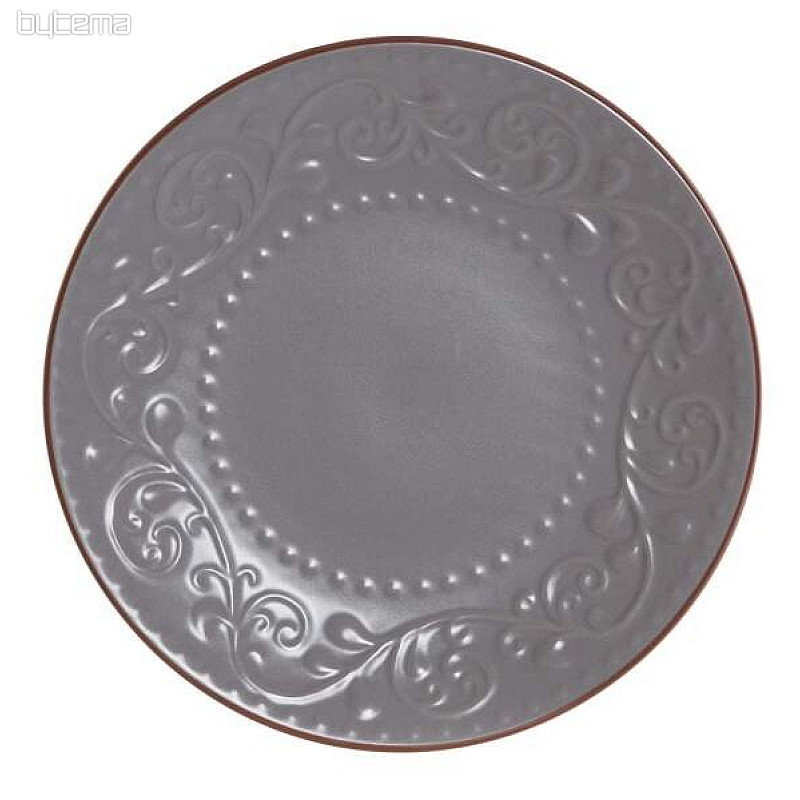Desertni krožnik GREY RELIEF 21x2,5cm siv