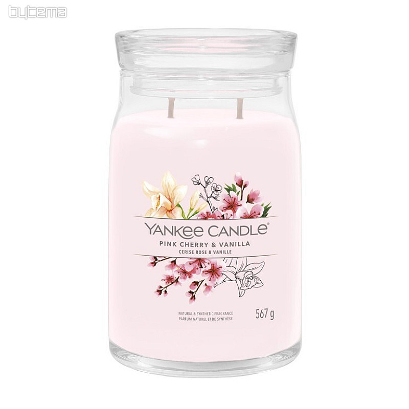 sveča YANKEE CANDLE dišava ROZA ČEŠNJA &amp; VANILIJA VELIK KOZAREC 2 stenja
