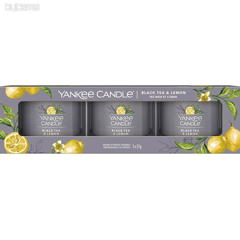sveča YANKEE CANDLE dišava BLACK TEA &amp; LEMON SET 3 kos