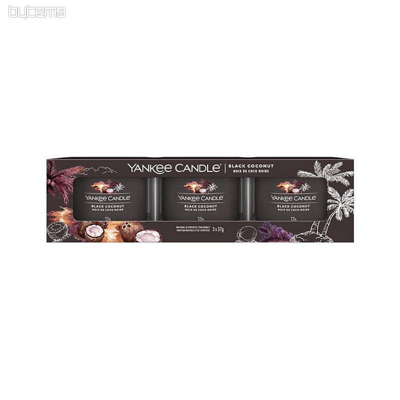sveča YANKEE CANDLE dišava BLACK COCONUT SET 3 kos
